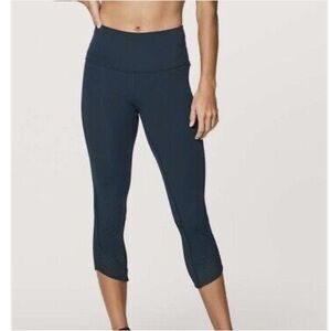 Lululemon Women’s Ready Set Go Crop Dark Teal Leggings Size 8